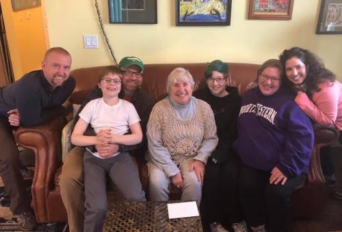 Duncan, Keegan, Evan, Arlene, Roswell, Rona, Bonnie (L to R).