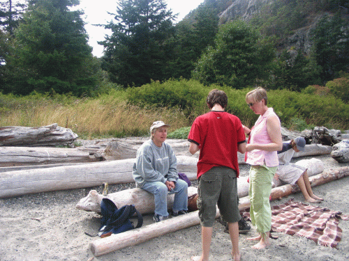 Arlene, Jesse, and Robin, on Lopez Island.